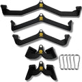 5 Pcs Lat Pulldown Attachment Set with Handles & Hooks for Cable Machines - Home Gym