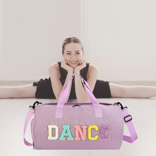 Dance Ballet Bag for Girls - Purple L Size Gym Duffle with Adjustable Strap