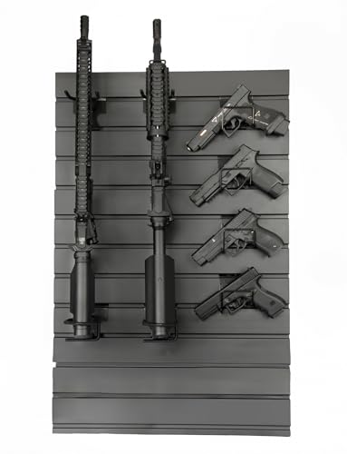 Wall-Mounted Gun Rack Black Set - Securely Holds 2 Rifles & 4 Pistols