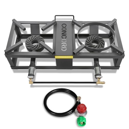 Double Propane Outdoor Burner 200,000 BTU Wok & Pot Cooktop for Camping BBQ