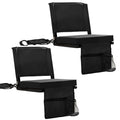Black 2-Pack Stadium Seats with Back Support, Cushions & Storage