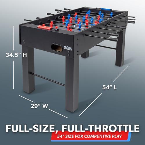 Black 54 Inch Full Size Foosball Table for Adults - Modern Game Room Sports