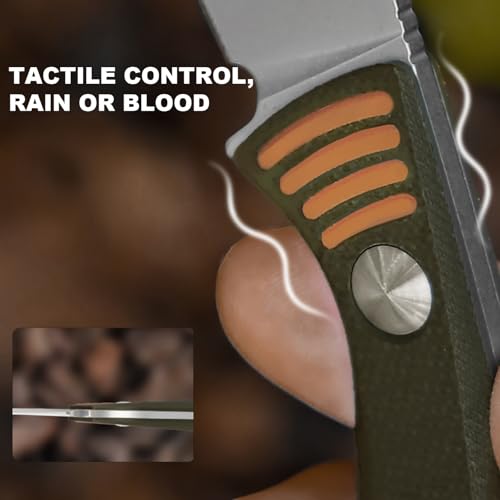 Kizer Evenki1 Fixed Blade Knife with Sharpener - Orange & Green / 3"