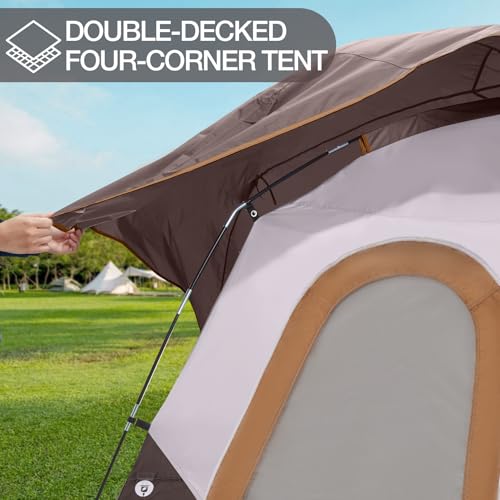 Camel Crown 4 Person Waterproof Camping Tent - Coffee Brown, Lightweight & Portable for Outdoor Hiking & Camping