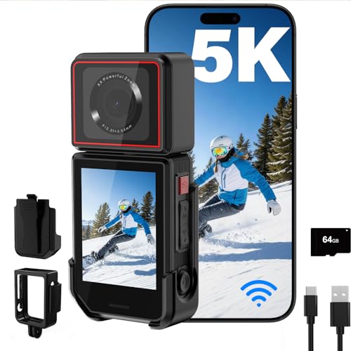 MINIBEAR 5K Action Camera Black with 180° Rotation & Touch Screen