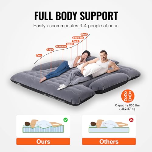 6-6.5 ft Full Size Truck Bed Air Mattress with Pump & Pillows for Camping
