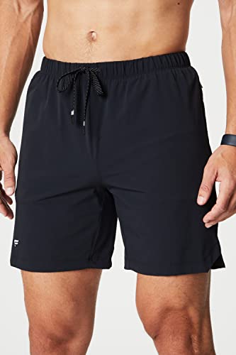 7-Inch Men's Lightweight Training & Swimming Shorts with Zip Pocket - Black Large