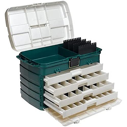 Plano 4-Drawer Tackle Box Green Metallic Silver Large Fishing Storage