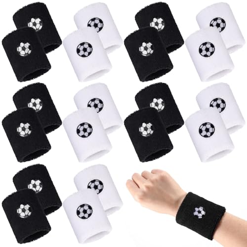 Soccer Sports Wristbands 20pcs - Black and White Sweat Absorbing Fitness Accessories