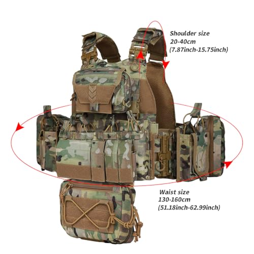 BOMTURN Camo Tactical Outdoor Vest for Men with Quick Release Buckle & Detachable Molle System
