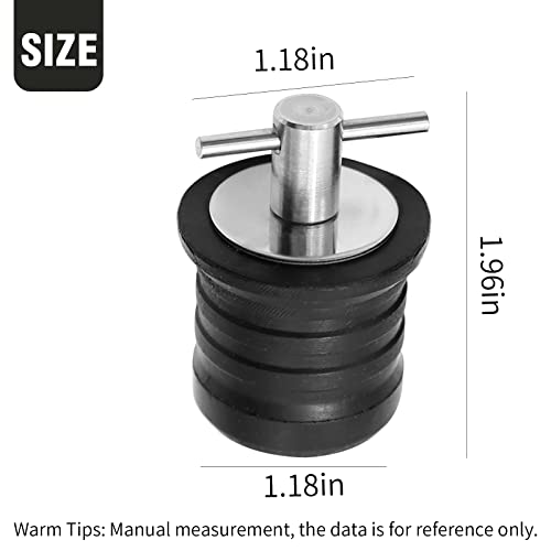 2 Pack 1-1/4 Inch T-Handle Drain Plugs - Rubber Sealed Locking Marine Drainage