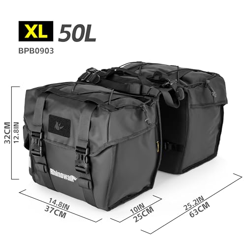 50L Waterproof Bicycle Pannier Bag for Rear Rack Cycling Storage with Rain Cover