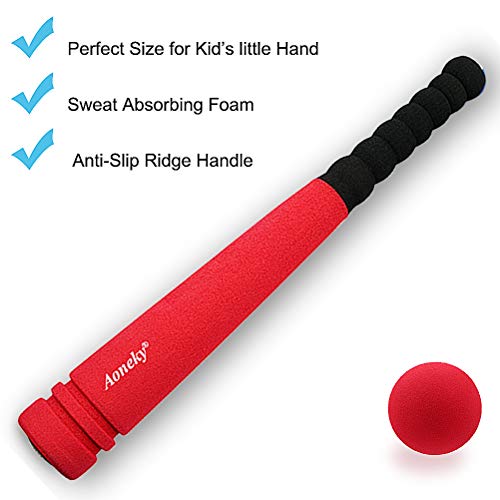 Mini Foam Baseball Bat and Ball Set for Toddlers - Red Variation, 16.5 Inch