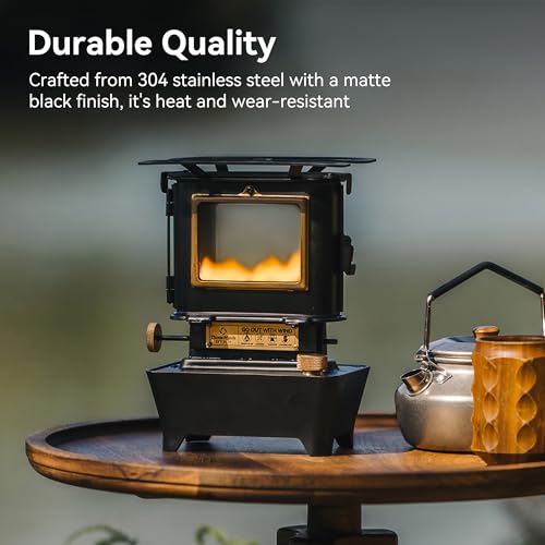 Thous Winds Retro Silver Camping Oil Lantern with Portable Stove, Stainless Steel Outdoor Light & Heater