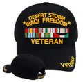 Veteran Baseball Cap Desert Storm Iraqi Freedom Ribbons Black Adjustable Hat