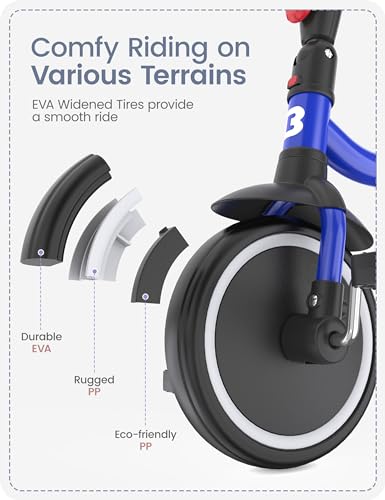 Besrey Toddler Tricycle with Bell for 18 Months to 5 Years - Safe, Adjustable, Foldable Kids Bike