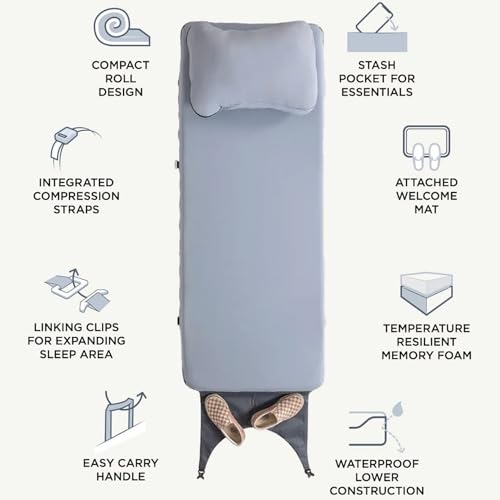 Foamy Camping Mattress Pad - Wide Memory Foam Roll-Up Sleeping Mattress - 78 x 30 Inches