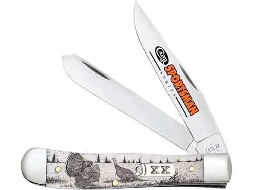 Case CA81221 Sportsman Trapper Turkey Pocket Knife with Bone Handle