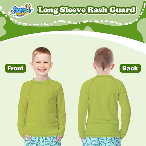 Boys' Long Sleeve UPF 50 Sun Rash Guard for Toddler Kids Water Swimming - Avocado Green 9-10 Years