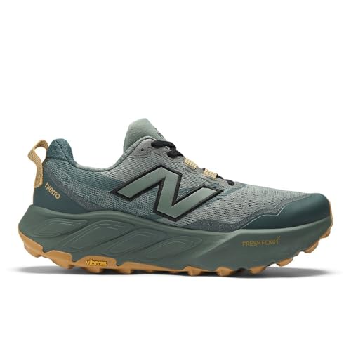 New Balance Men's Fresh Foam X Hierro V9 Trail Running Shoes - Dark Juniper/Black/Dried Apricot, 9.5