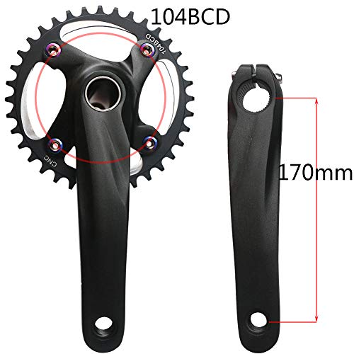 Single Speed 32T Aluminum Mountain Bike Crankset - 170mm Black