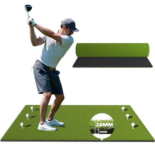 RIKADE 5 x 4 ft Golf Hitting Mat with Dual-Turf & Ball Tray - Indoor/Outdoor Practice