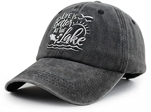 Life is Better at The Lake Baseball Cap for Women Men One Size Black