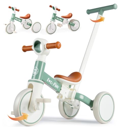 LOL-FUN Mint 5-in-1 Toddler Balance Bike & Tricycle for 1-4 Years Old Gift