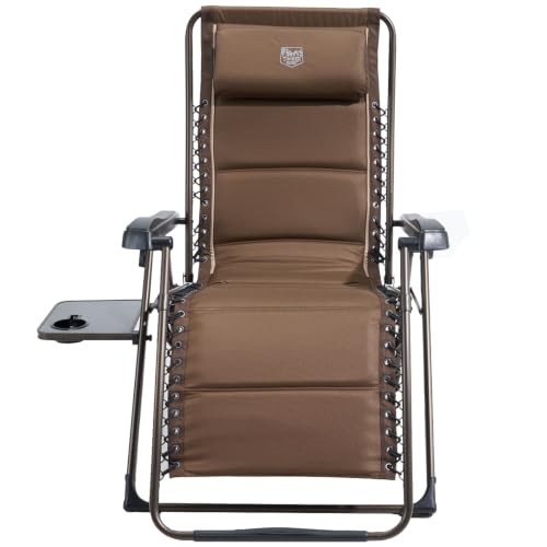 Zero Gravity Lounge Chair Folding Recliner with Cup Holder & Headrest - Brown 1 Pack