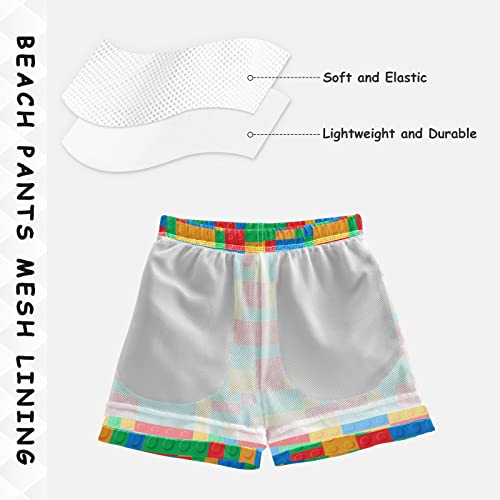 Kigai Boy Swim Trunks - Colorful Blocks Summer Beach Quick Dry 2-6T Llama D7