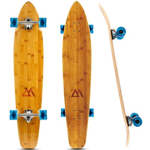 Magneto 44 Inch Blue Bamboo Longboard Cruiser with Kicktail & 70mm Wheels
