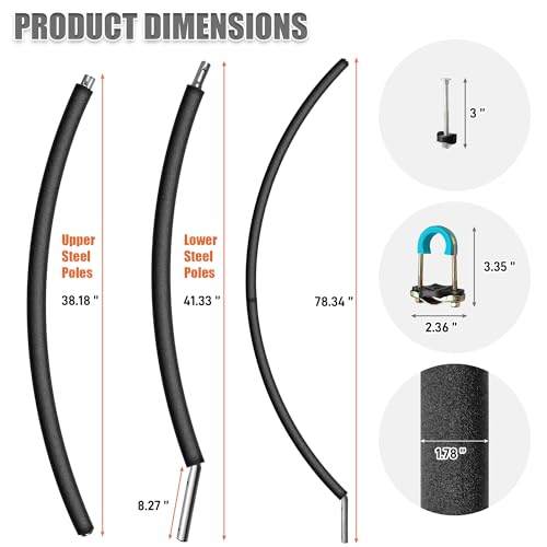 Suninlife 2-Pack Replacement Curved Trampoline Poles for 8-16FT Enclosures
