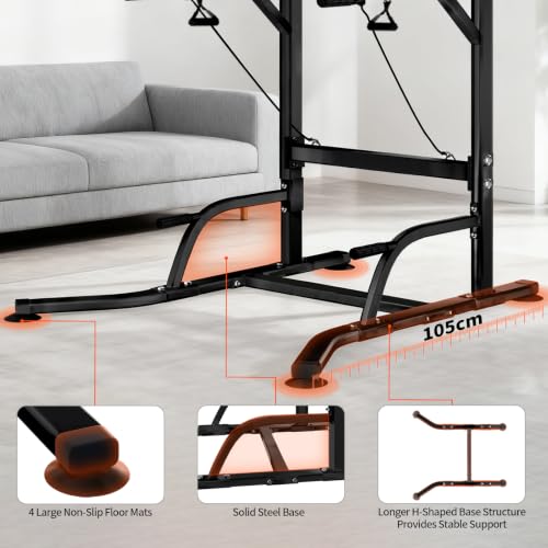 Carbon Pull Up Bar Power Tower Dip Station Home Gym Equipment - Adjustable & Space-Saving