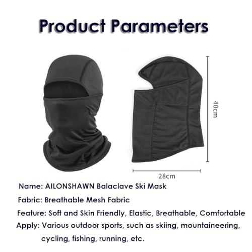 Black Ski Mask Motorcycle Balaclava UV Sun Protection Summer Face Covering