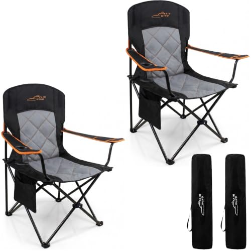 Fair Wind Black 2-Pack Padded Oversized Camping Chairs with Lumbar Support