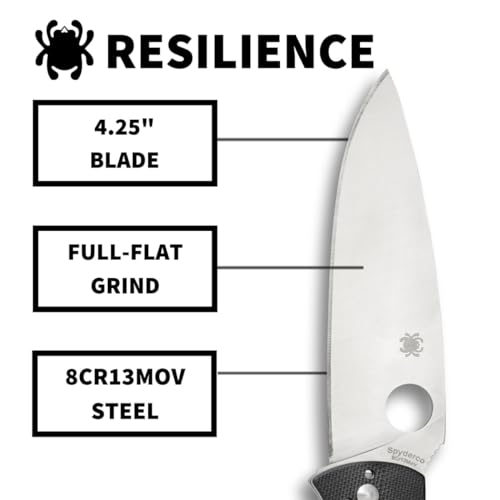 Spyderco Resilience Folding Pocket Knife, PlainEdge - Durable EDC Knife
