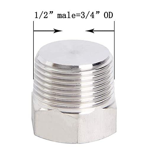 Joywayus 1/2-Inch NPT Male Stainless Steel Pipe Plug - 3 Pack