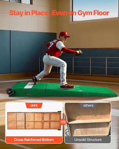 90 Inch Portable Baseball Pitching Mound with Wheels, Green Indoor/Outdoor Training Equipment
