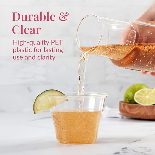 Prestee 1000 Pack Clear Disposable Plastic Shot & Wine Glasses 9 oz for Parties