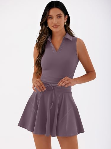 Caracilia Women's Tennis Dress Set - 2 Piece Athletic Outfit Small Nutmeg