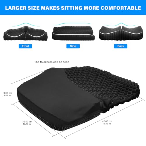 Thicker Gel Kayak Seat Cushion - Large Supportive Paddle Board & Canoe Seat Pad