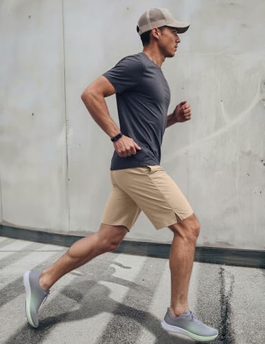 Men's 7 Inch Athletic Shorts Large Khaki Quick Dry Workout Shorts