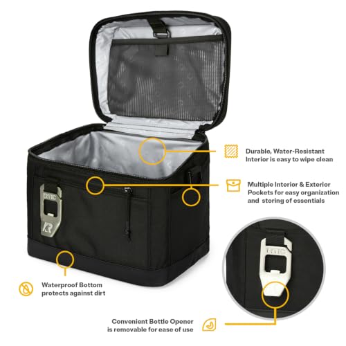 RTIC Soft Sided Cooler Bag - Insulated Portable Cooler for Camping, Beach, Lunch, Black
