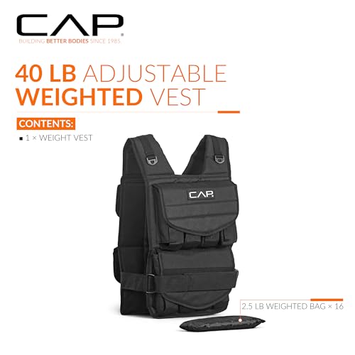 CAP Adjustable 40 lb Weighted Vest for Strength Training & Running
