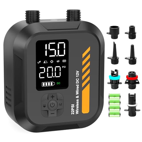 Electric Paddle Board Pump 22 PSI Portable Air Pump for SUP & Inflatable Water Sports - Black