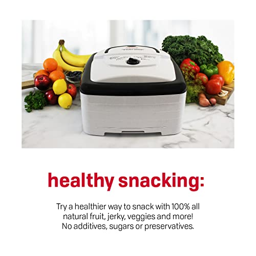 NESCO FD-80A Square Food Dehydrator with 4 Trays for Snacks, Jerky, Fruit & Vegetables — Electric Food Dehydrator, Expandable Up to 8 Trays, Even Heat Drying, White