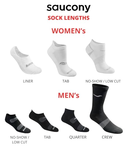 Athletic No-Show Socks - Saucony Women's Performance Super Lite, Medium/Light, 8 Pairs