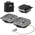 Naturehike 2 Burner Folding Camping Stove with Propane Gas & Storage Bag - Black