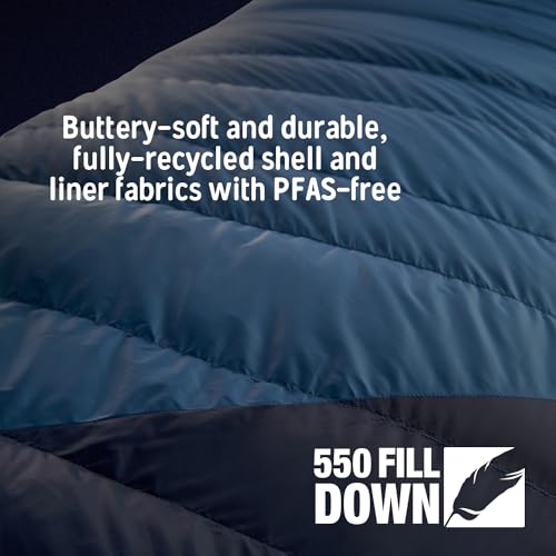 Kelty Cosmic 20 Dark Blue Sleeping Bag for Backpacking - 550 Fill Power, Recycled Fabrics, PFAS-Free DWR, Designed in Colorado