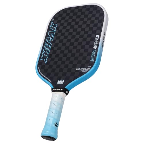 XS XSPAK Blue 12K Carbon Fiber Pickleball Paddle USAPA Approved with Cushion Grip